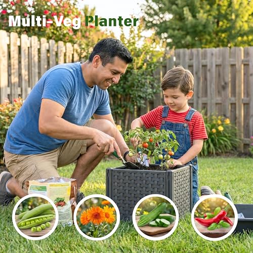 Image of Tomato Planter Box with Trellis 41.3 inch, Tomato Garden Bed with Planters Cage