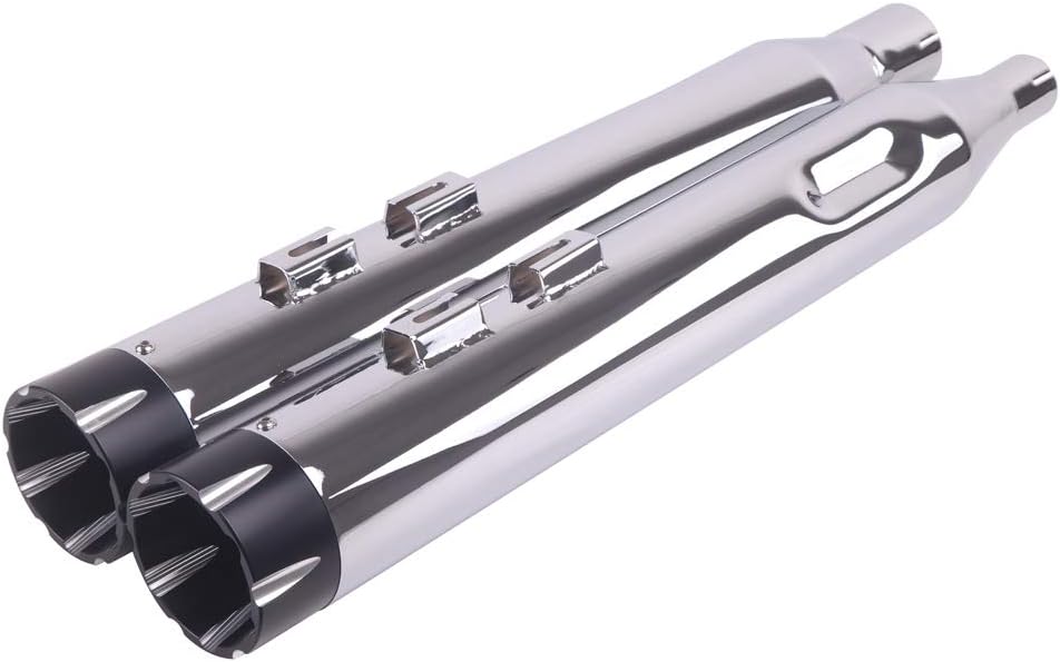 SHARKROAD 4” Chrome Slip On Mufflers Exhaust for Harley Touring 2017-UP Road King, Steet Glide,Road Glide, Electra Glide. 18CB