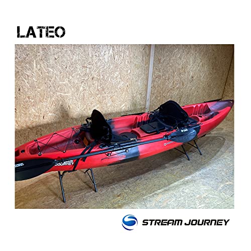 運送会社営業所止め限定 西濃運輸支店での引き取り限定 2人乗りフィッシングカヤック ストリームジャーニーカヤック【LATEO】ラテオ アルミパドル デラックスシングルシート付属 長さ3780ｍｍ 幅840mm 高さ430mm MAX230kg カラー レッドブラック 7枚目