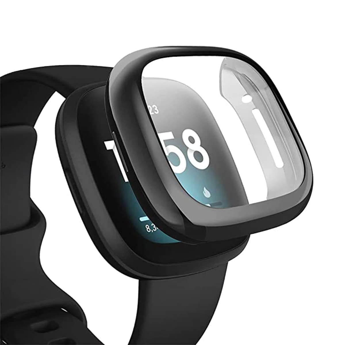 YellowCult Engineered Soft TPU Cover Case for Fitbit Versa 3 / Sense / FB512GLWT Smart Watch (Body & Glass Protection|Flexible|Moon Black) - Case Only (B0BJ4HWZC8) Amazon Price History, Amazon Price Tracker
