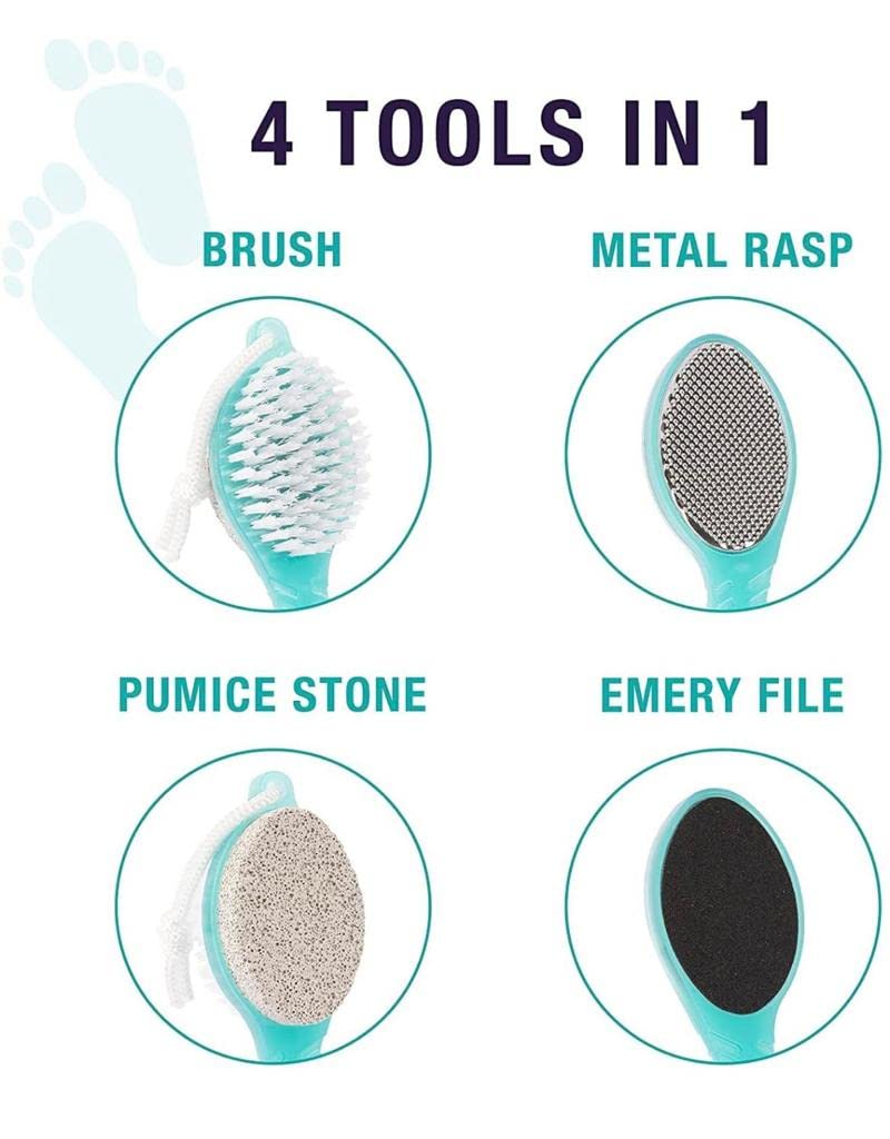 CELLEBII® 4 In 1 Pedicure Brush, Pumice Stone & File foot cleaner scrubber callus remover skinexfoliant 2