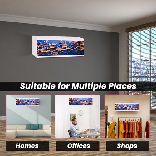 Image of Printed Split Ac Cover Indoor Unit For 1.5 Ton Capacity AC, Inner Unit Ac Cover, All Weather Cover /Attractive Digital Prints /Dustproof /Silken water-resistant Split Ac Cover (Golden Floral)