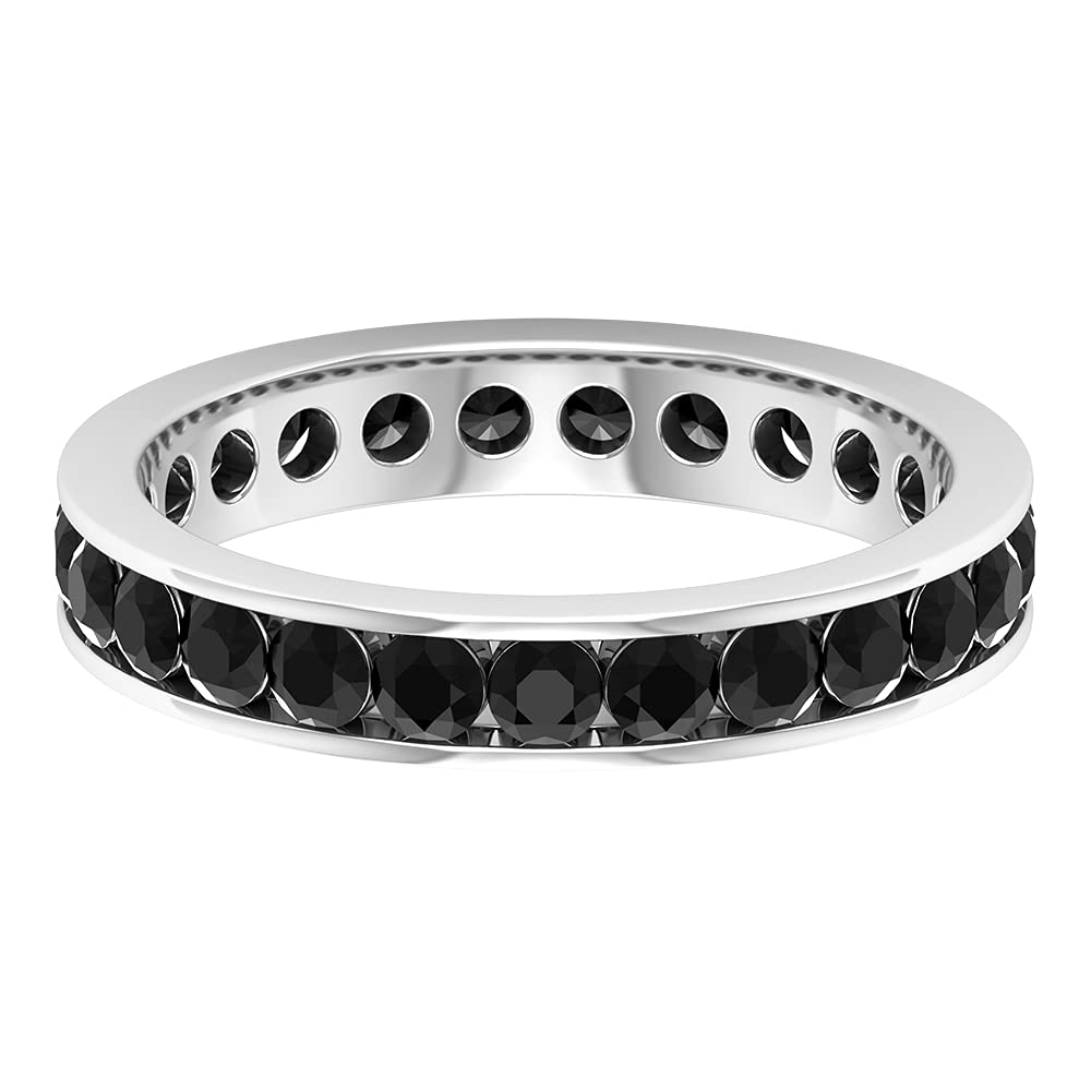 2 CT Black Diamond Eternity Ring for Women, April Birthstone Ring, Black Diamond Eternity Band Ring 