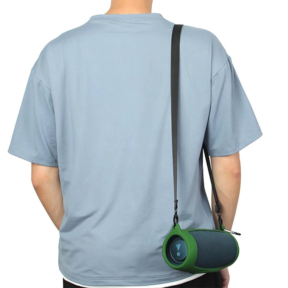 Silicone Case Cover for JBL Charge 5,Travel Carrying Protective Gel Soft Skin for Portable Wireless Speaker,with Shoulder Strap,Speaker Protective Shell Sleeve Accessories (Blue)