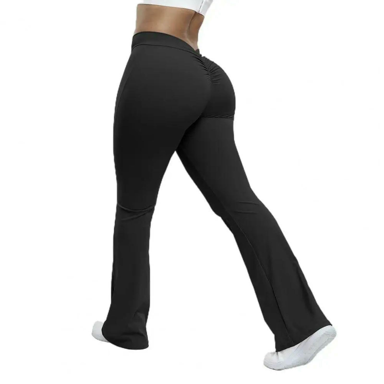 Legginsy dla kobiet UK joga rozkloszowane fitness push up wysoka talia szerokie nogawki bezszwowe spodnie treningowe siłownia elastyczne rajstopy ćwiczenia spodnie sportowe, Mleczny biały, XL