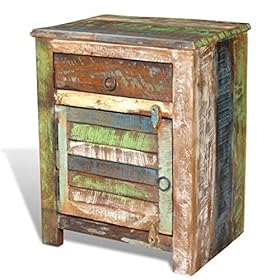 vidaXL End Table w/ 1 Drawer 1 Door Reclaimed Wood Side Storage Cabinet Stand 51+8pd3KXsL. SS280