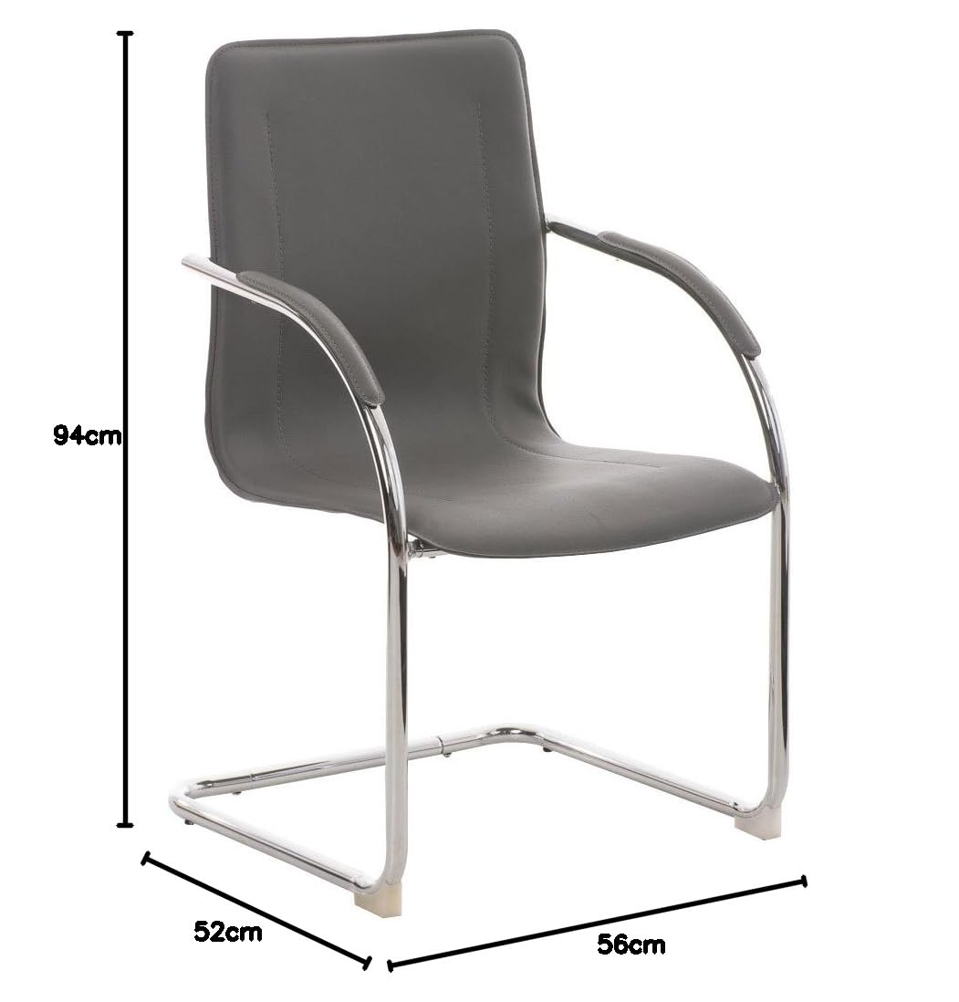 CLP - Melina, sedia per sala d’attesa a cantilever con braccioli, seduta in similpelle, con struttura in metallo Contemporaneo Grey