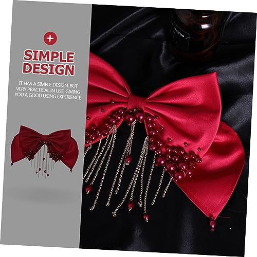 Épingles à cheveux nœud large pour mariage accessoire franges et perles