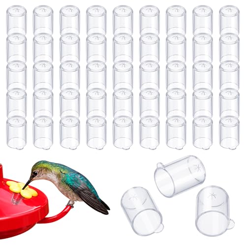 48 Pcs Bee Guards for Hummingbird Feeders Fits 1/4 Inch Feeder Ports Protect Nectar from Ants Bees Yellow Jackets & Wasps Hummingbird Feeder Replacement Parts Silicone UV