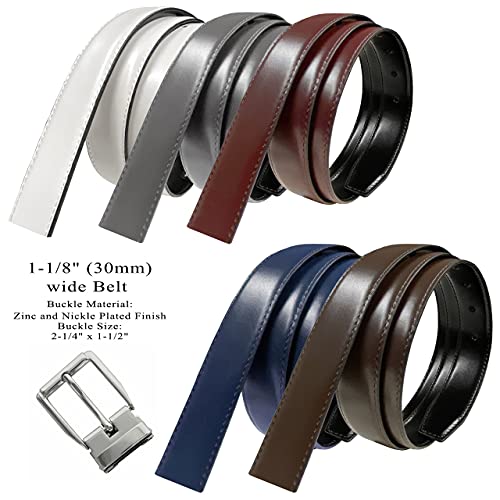 Reversible Belt Genuine Leather Dress Casual Belt 1-1/8"(30mm) Wide, Assembled in the U.S.2