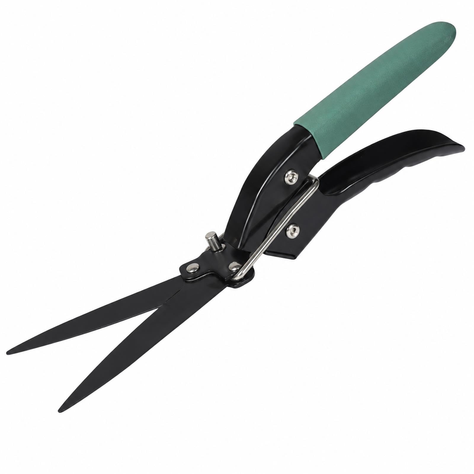 GOOGO Cisaille Gazon avec Lame Dentelée, Cisaille a Gazon Portatives avec Lames en Acier au Carbone SK5, Revêtement en Téflon et Verrouillage de Sécurité (longueur 32cm)