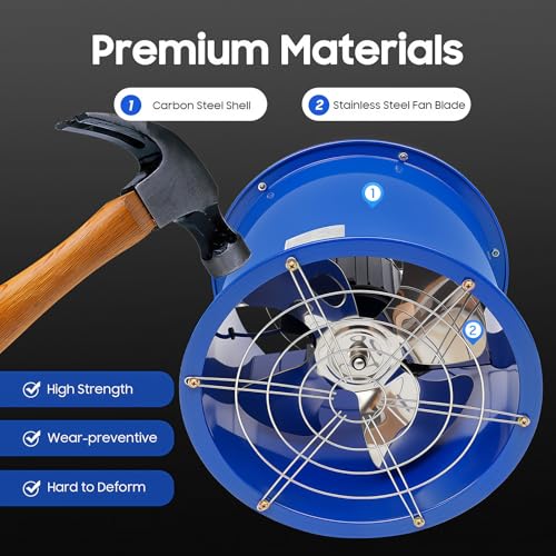 Ventilador axial de tubo cilíndrico de 16 pulgadas con motor de cobre puro y carcasa de acero inoxidable para extracción de humos de pintura en talleres y fábricas miniatura 2