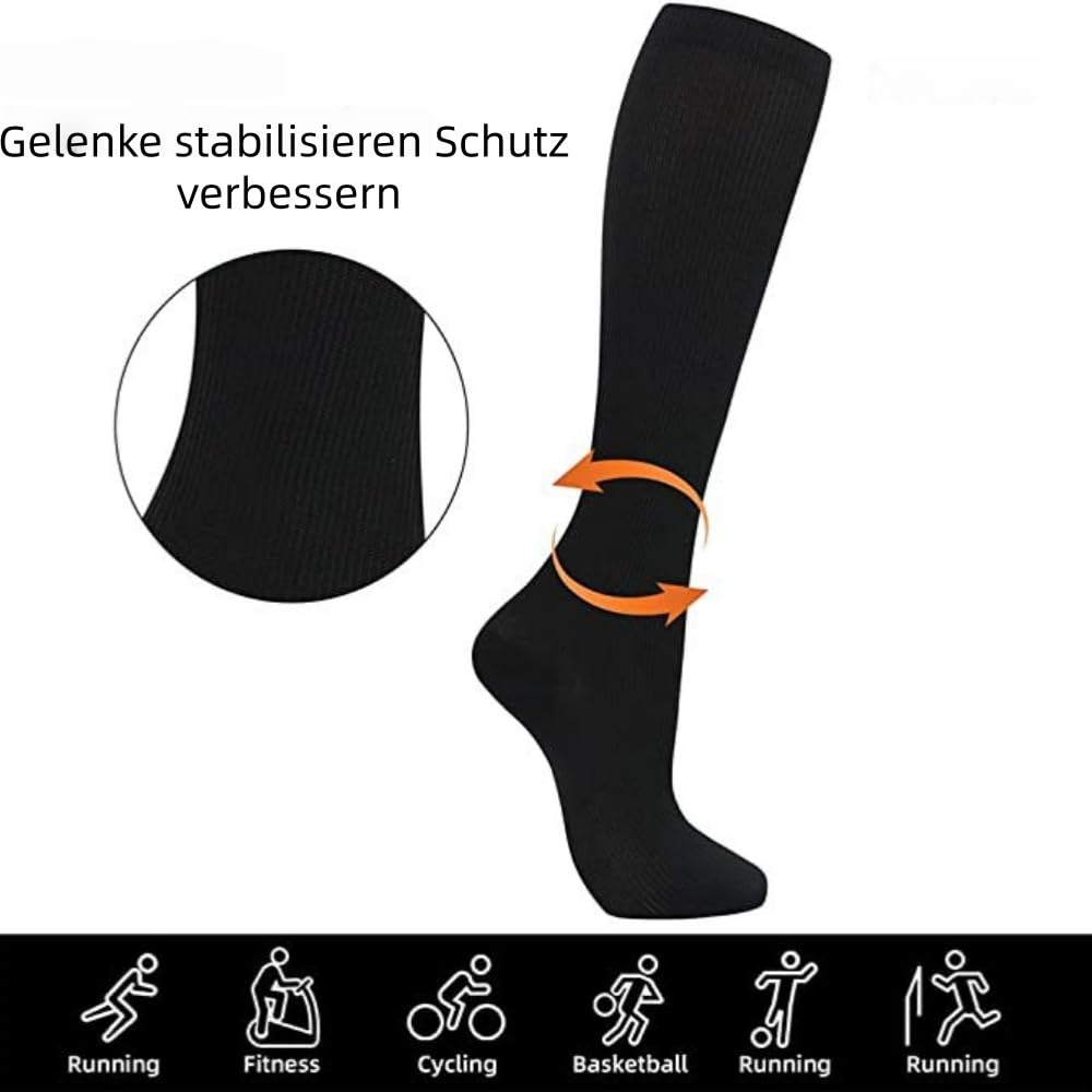 MEVERY-CLASSIC KOMPRESSIONSSTRÜMPFE 6 Paar für Damen & Herren, Geschlossener Zehenbereich, für Sport & Reisen, Elastisch, Strapazierfähig, Weich & Atmungsaktiv