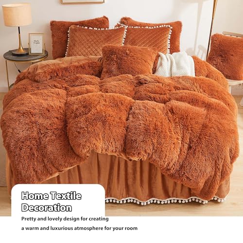 LIFEREVO 2 Pack Fluffy Faux Fur Pillow Shams, 18 x 18 Inches Throw Pillow Covers, Luxury Decorative Furry Pillowcases Cushion Cover for Christmas, Zipper Closure, No Pillow Insert, Burnt Orange - Image 7