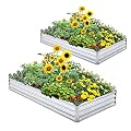 Mofesun Galvanized Raised Garden Bed 2-Pack - Metal Raised Bed Garden Kit 4'x8'x1' for Flower Planters, Vegetables Herb