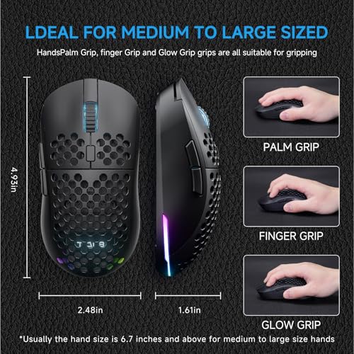 Souris gamer sans fil TMKB M1 à 6 boutons programmables et RGB