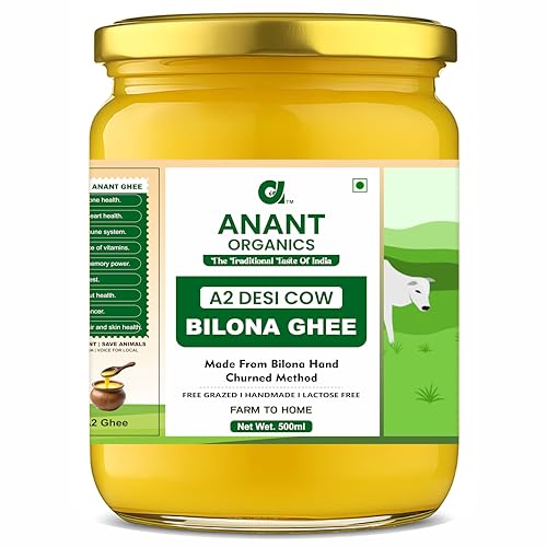 Image of Anant Organics A2 Desi Cow Ghee | Vedic Bilona Method 100% Pure & Natural Ghee Glass Bottle 500ml