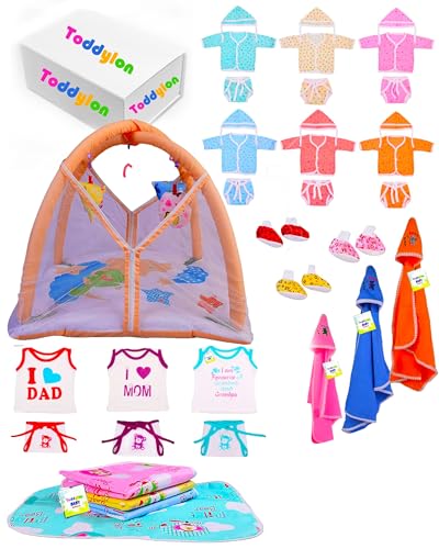 Image of Toddylon All in One Daily Essential in One Pack 36 in 1 New Born Baby Products Gift Packs | Hospital Kit Combo | Infants Boys Girls | Perfect for Newborns | Ideal for 0-6 Months (Orange)