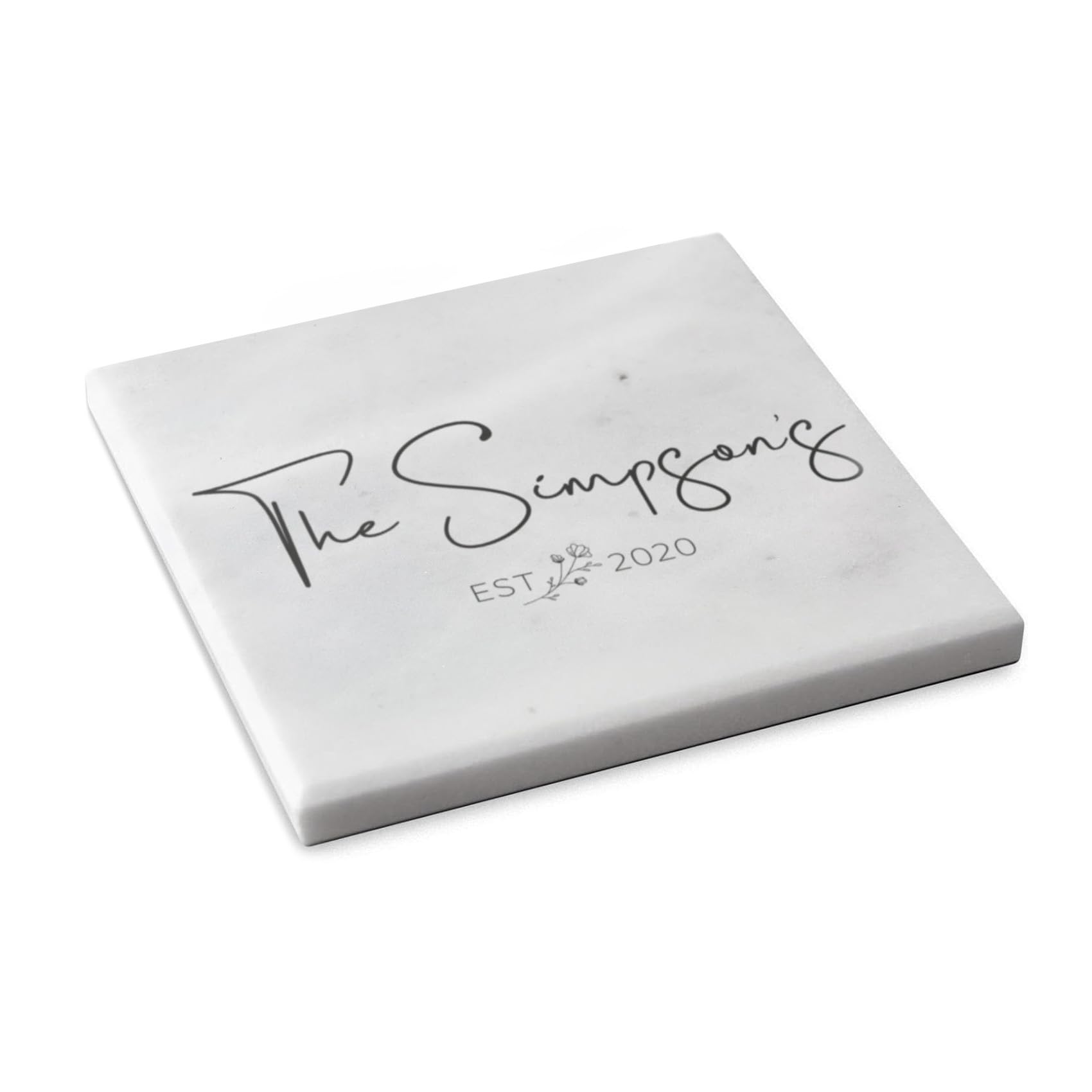 Personalised Solid Marble Coaster Drink Coaster Family Name Gift (Grey)
