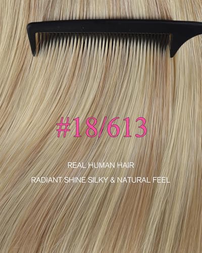 Image of YoungSee Hair Extensions Tape in Blonde, Human Hair Tape in Extensions Light Blonde Highlight Ash Blonde, Silky Straight, Tape Extensions Remy Hair, 18 Inch 20pcs 50g, for Everyday Wear