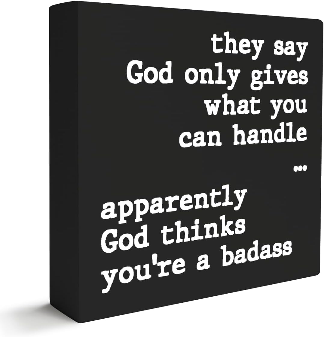 Funny Christian Box Sign 7x7 Inch Rustic Desk Decor Plaque