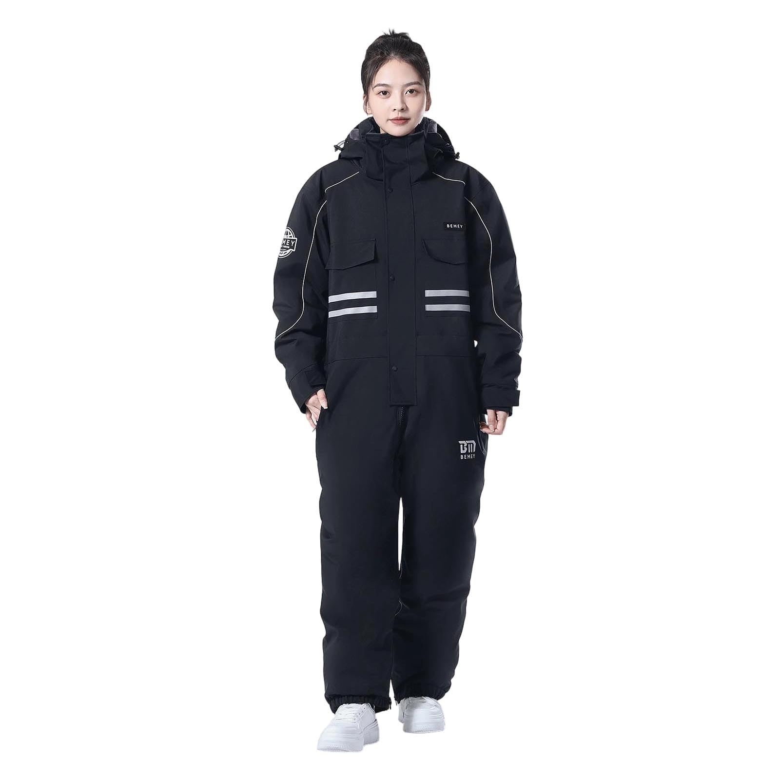 Herren Winter Thermo Overall Wasserdicht Winddicht Gefüttert Mit Kapuze Arbeitsanzug Für Outdoor & Kälte