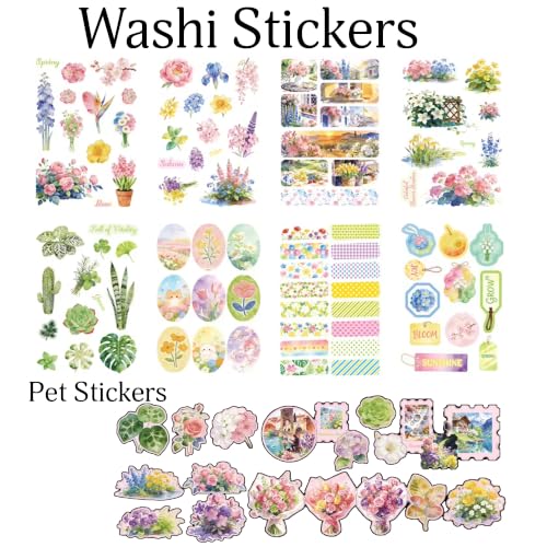 Image of The AutoStory Vintage Scrapbook Album Kit - A6 Junk Journal Notebook with Aesthetic Stickers, Collage Paper Pack & Washi Tape - DIY Journaling Supplies Gift for Teens & Girls (Blooming Spring, Pink)