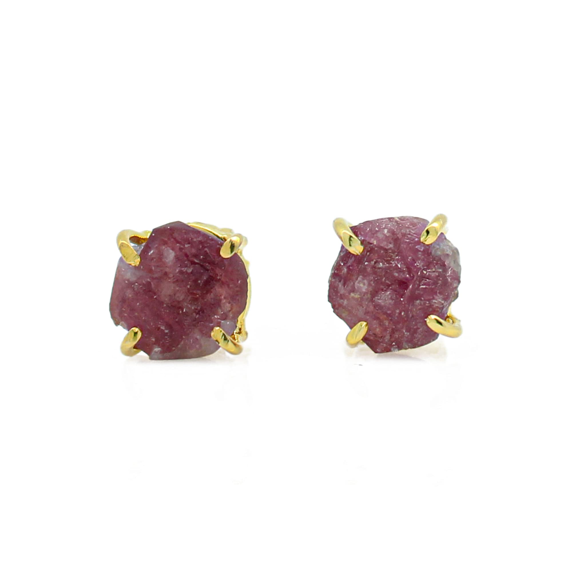GEMPIRES NATURE’S TREASUREGempires Natural Raw Prong Setting Stud Earrings, 8-10 mm Crystals Earring, Handmade Jewelry, Gift for Her