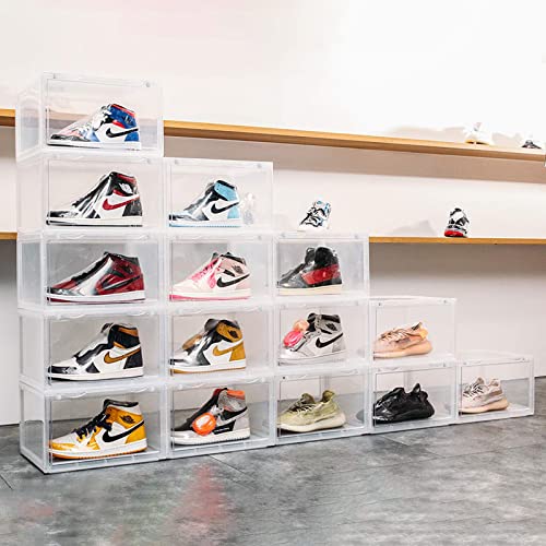 MAKFORT 5 Paar Kurz Spitze Socken Damen mit Rüschen Mode Kristall Elastische Transparente Söckchen Damen Frühling Sommer 3 PUCHIKA 6 x Schuhbox Transparent, Schuhboxen Stapelbar Mehrweg Schuhe Organizer mit Durchsichtiger Tür Aufbewahrungsbox