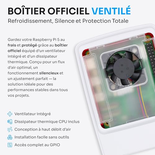 Kit Raspberry Pi 5 2 Go complet pour éviter la surchauffe et les bugs - 5