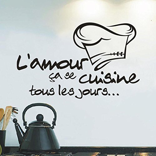 Moonuy Vinyle Decal Cuisine Mur Décor Savoureux Wall sticker Chambre Cuisine decoration murale vignette Décoration de cuisine Autocollant Applique (Noir)