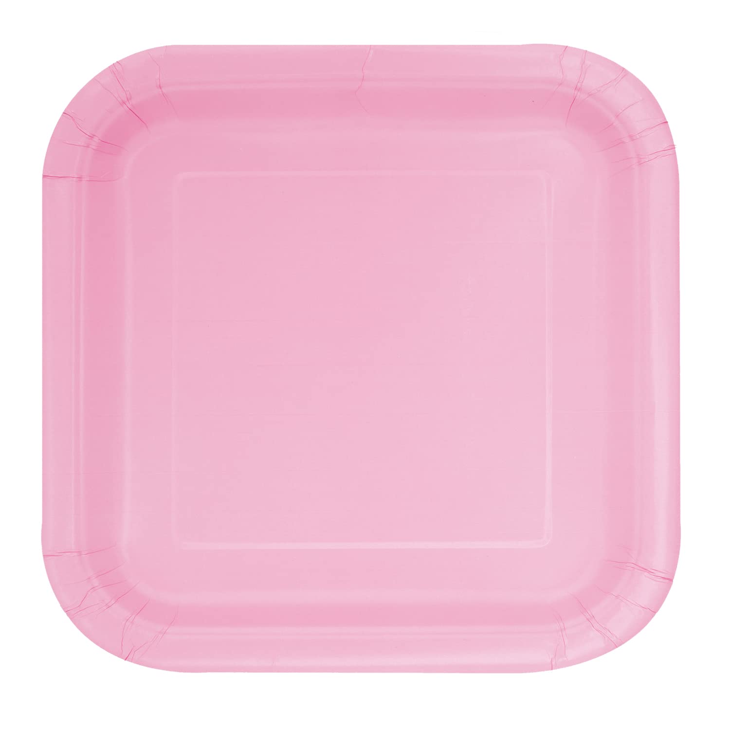 Trimming Shop 9" Heavy Duty Square Dessert Lovely Pink Disposable Plates 23cm - Colour Themed Paper Tableware for BBQs, Weddings, Anniversary, Birthday, Multipurpose Occasions (14 Pack) — image 1