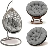 Amazinggirl Papasansessel Kissen Sitzkissen Hängesessel 110cm - Polster für Korbsessel Papasan Chair Lesesessel und Rattansessel für Outdoor und Indoor rund und groß Grau Öko-leinen