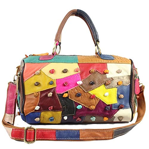 Women's Multicolor Handbag Genuine Leather Shoulder Bag Unique Crossbody Purses