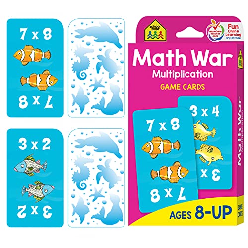 School Zone - Math War Multiplication Game Cards - Ages 8+, 3Rd Grade, 4Th Grade, 5Th Grade, Math Games, Beginning Algebra, Multiplication Facts & Tables, And More #TOP2