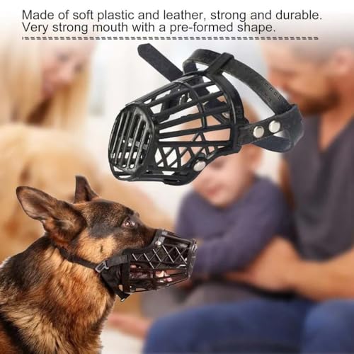 Image of RvPaws Anti Biting Dog Muzzle Basket Cage Design Plastic Pet Muzzle Comfortable Barking Easy to Adjust Quick Release Buckle (No-7, XX-Large)
