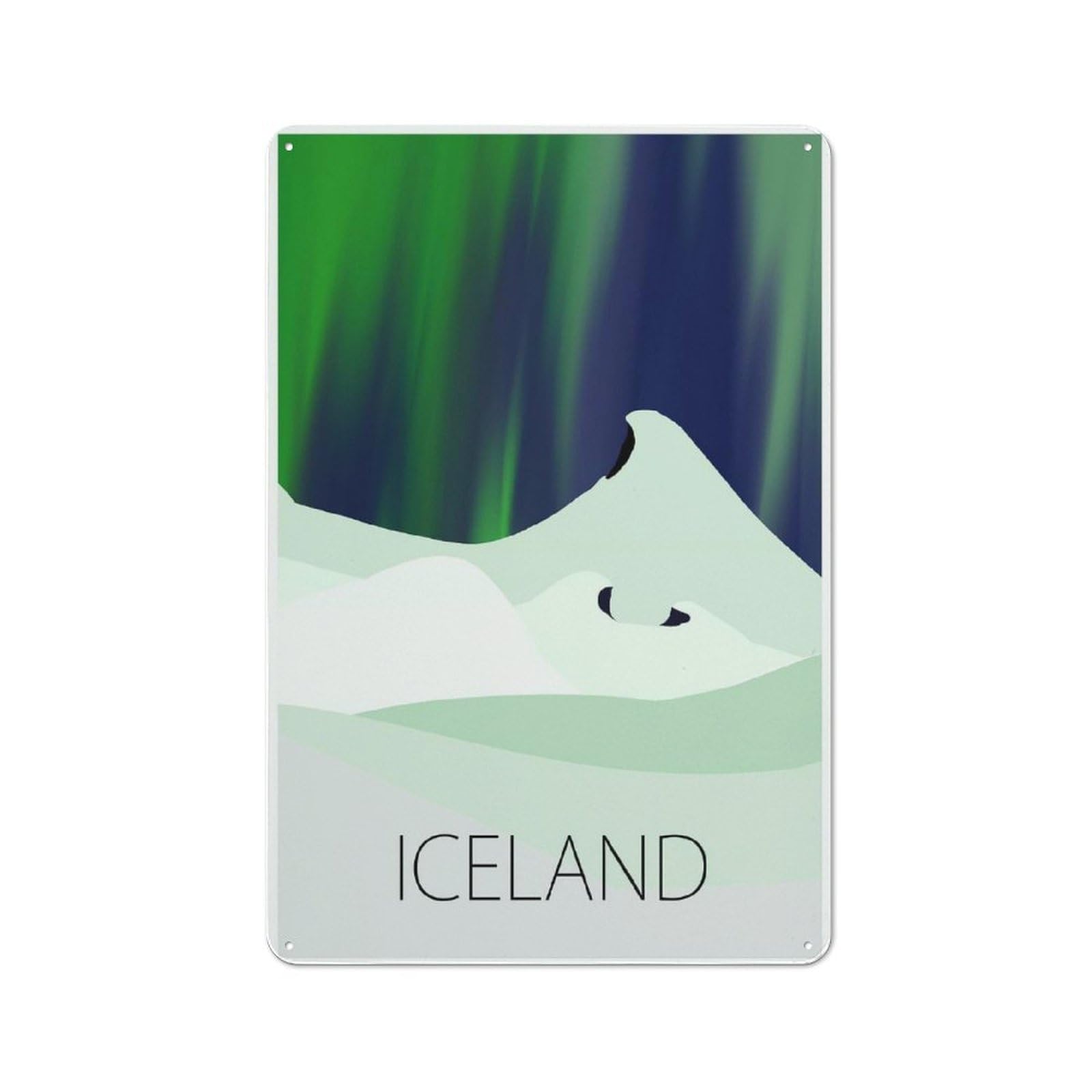 Iceland Decorative Tin Sign 30x20cm, Country Country Wall Plaque for Dining Room, Cafe, Entryway Or Family Room
