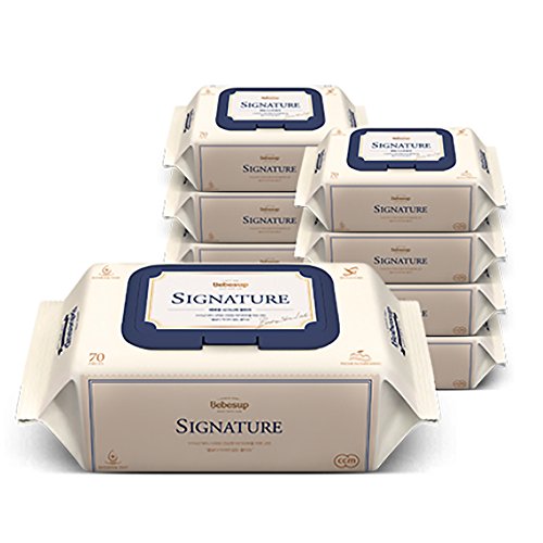 [BEBESUP] Premium Embossing Signature Blue Baby Wipes (75 GSM) 70Sheet X 10Pack (Total 700) with Flip Top Sensitive Non Allergenic Free Alcohol Fragrance Paraben