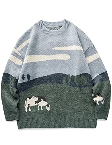 Arssm Mens Vintage Sweater Grandpa y2k Oversized...