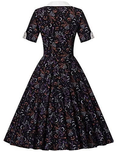 Image of GownTown Womens 1950s Cape Collar Vintage Swing Stretchy Dresses