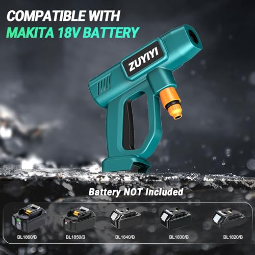 ZUYIYI Cordless Pressure Washer for Makita 18V Battery, 970PSI Portable Power Cleaner, Handheld High-Pressure Car Washer Gun, 6-in-1 Nozzle for Washing Cars Fences Siding (Battery NOT Included)