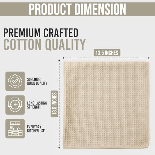 Image of Ameri-Homes 100% Cotton Waffle Kitchen Dish Cloths 6-Pack- Ultra Absorbent & Quick Dry, Counters & Kitchen Use - Soft, Durable & Lint-Free13.50X13.50 inches (Off-White)