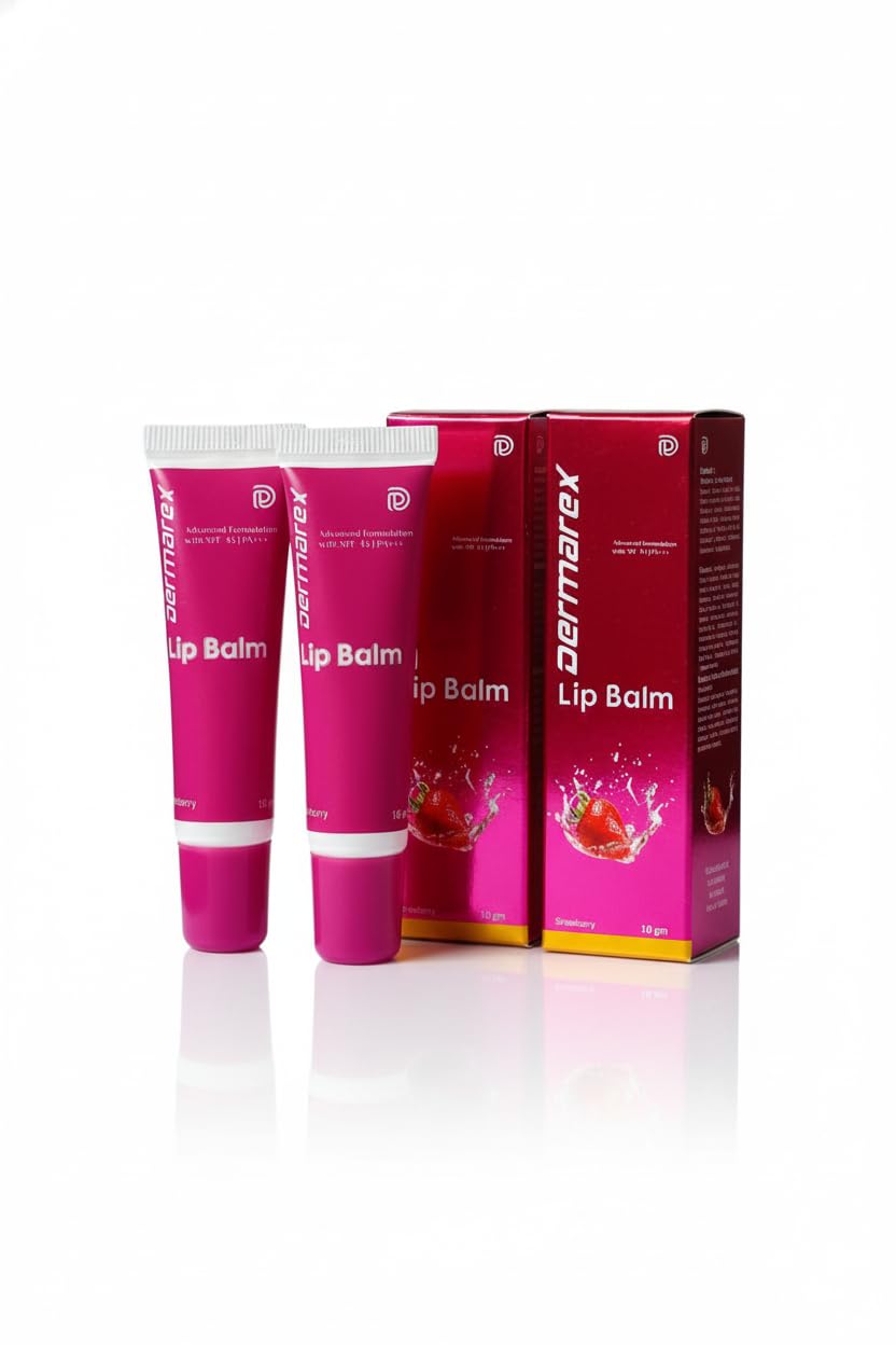 Dermarex Lip Balm with SPF 45 PA+++ | Strawberry Flavor | Shea Butter, Almond Oil & Vitamin E | Advanced Moisturizing & Sun Protection for Dry, Chapped Lips – 10g-image-44