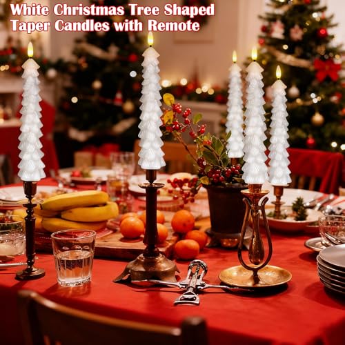 Image of GenSwin Christmas Tree Flameless Taper Candles candlesticks Remote Timer