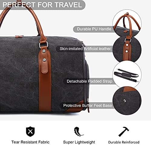 Weekender Bags for Women Sucipi Large Overnight Bag Carry on Duffle Bag with Luggage Sleeve Canvas Travel Duffel Bag with Toilerty Bag,Shoe Compartment,Wet Pocket Black 4 Weekender Bags for Women Sucipi Large Overnight Bag Carry on Duffle Bag with Luggage Sleeve Canvas Travel Duffel Bag with Toilerty Bag,Shoe Compartment,Wet Pocket Black