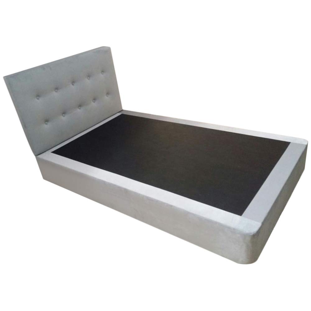 BLACK STALLIONEVA Bed,Upholstered Headboard & Divan Base - 120 x 200 cms Grey