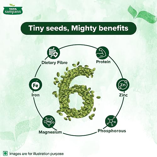 Image of Tata Sampann Pumpkin Seeds, 200g, Rich in Protein, Dietary Fibre, Magnesium & Phosphorus, Raw & Unroasted Pumpkin Seeds, Source of Iron & Zinc, Handpicked Seeds, Resealable Pack (Pack of 3)