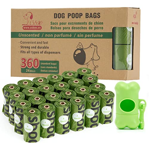 USBOO ペット用うんち袋　うんちが臭わない袋 エチケット袋、生分解袋　 取り出し容器付き24ロール360枚入り23CM*33CM