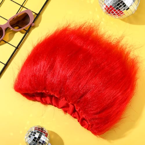 Image of Geyoga 1 Pcs Funny Wig Crazy Hair for Halloween Party,Red
