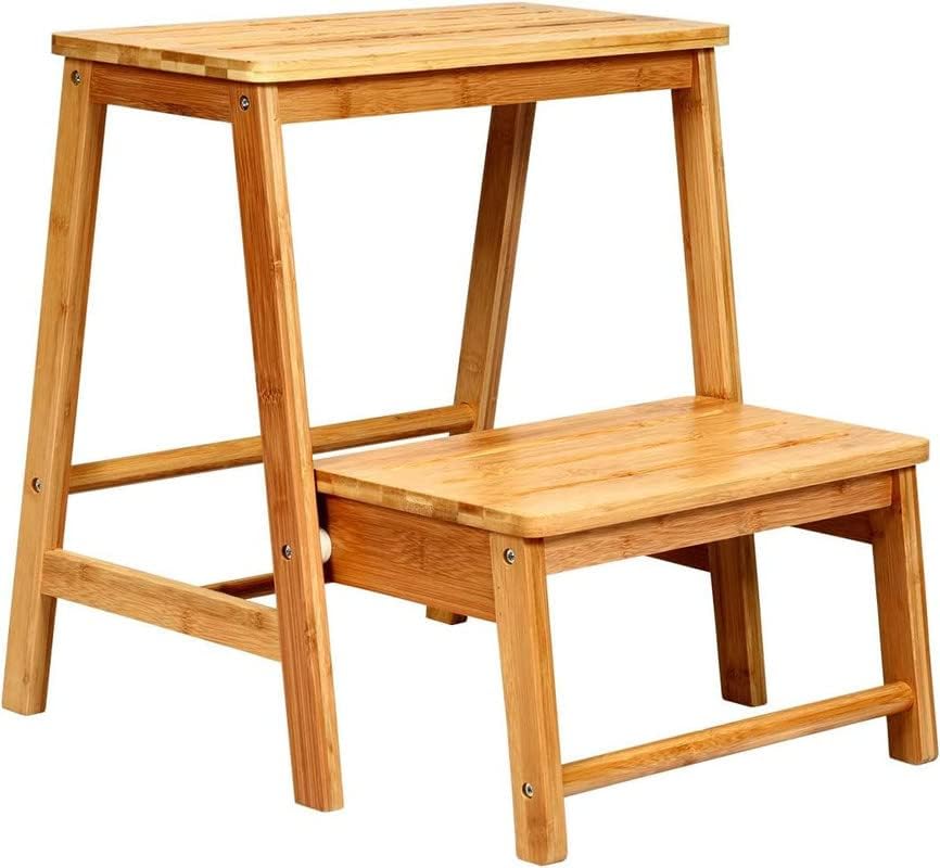Multifunctional Wooden 2 Step Flower Stand Step Stool for Adults/Step Ladder/Counter Chair, Step Folding Portable Wood Step Stool, Anti-Slip & Lightweight Home and Kitchen (37L X 46W X 90H cm)-image-23